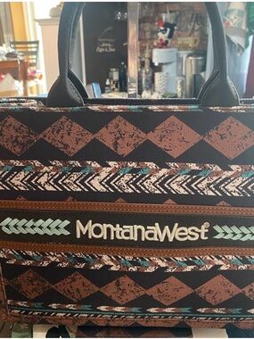 Montana West Brown and Teal Patterned Shoulder Bag